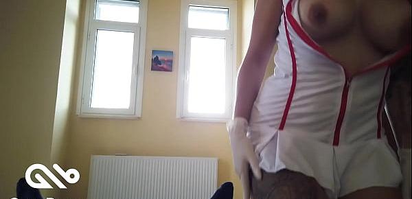  First roleplay of a naughty German Teen Girl Nurse Gymbunny